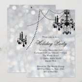 Silver Corporate Chandelier Holiday Party nodigt u Kaart (Voorkant / Achterkant)