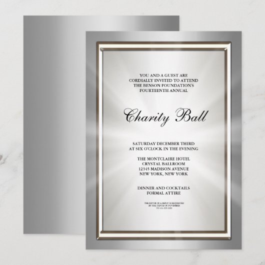 Silver Corporate Event Party Kaart (Voorkant / Achterkant)