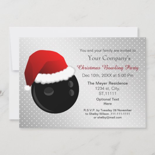 Silver Corporate-feestdag Bowling-partij Invite Kaart (Voorkant)