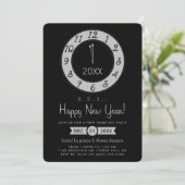 Silver Counting to Midnight New Years Eve Party Kaart (Staand voorkant)