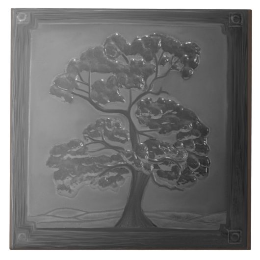 Silver Craftsman Oak Tree Keramische Tegel Tegeltje (Voorkant)