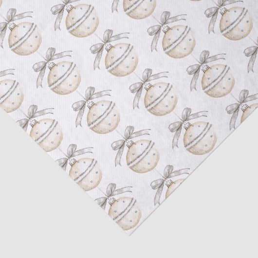 Silver Cream Bows Ornaments Christmas Tissuepapier (Detail)