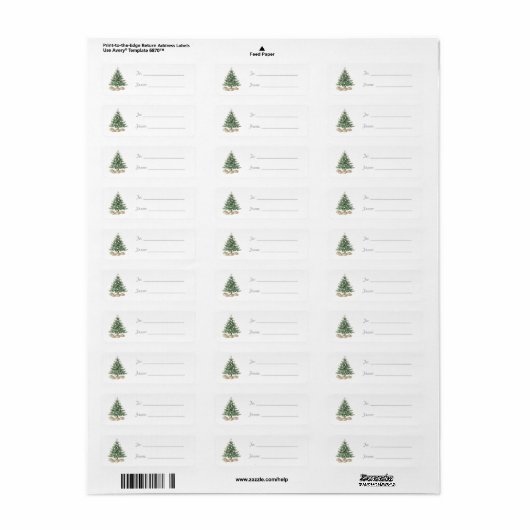 Silver Cream Gifts Christmas Tree Etiket (Full Sheet)