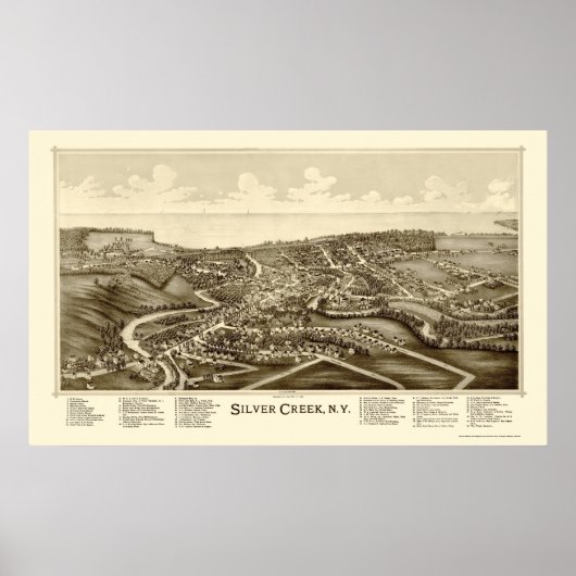 Silver Creek, NY Panoramic Map - 1892 Poster (Voorkant)