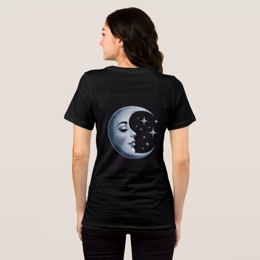 Silver Crescent Moon Black Tri-Blend Shirt (Achterkant volledig)