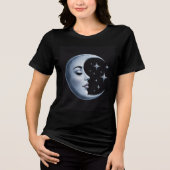Silver Crescent Moon Black Tri-Blend Shirt (Voorkant)