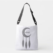 Silver Crescent Moon Feathers Thunder_Cove Crossbody Tas (Voorkant)