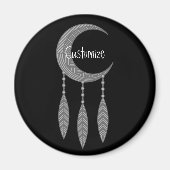 Silver Crescent Moon Feathers Thunder_Cove Magneet (Voorkant)