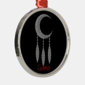 Silver Crescent Moon Feathers Thunder_Cove Metalen Ornament (Rechts)