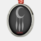 Silver Crescent Moon Feathers Thunder_Cove Metalen Ornament (Links)