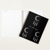 Silver Crescent Moon Feathers Thunder_Cove Planner (Display)