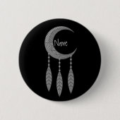 Silver Crescent Moon Feathers Thunder_Cove Ronde Button 5,7 Cm (Voorkant)