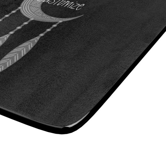 Silver Crescent Moon Feathers Thunder_Cove Snijplank (Hoek)