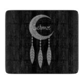 Silver Crescent Moon Feathers Thunder_Cove Snijplank (Voorkant)