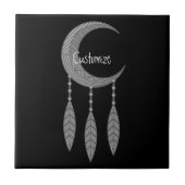Silver Crescent Moon Feathers Thunder_Cove Tegeltje (Voorkant)