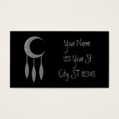 Silver Crescent Moon Feathers Thunder_Cove Visitekaartje (Voorkant)