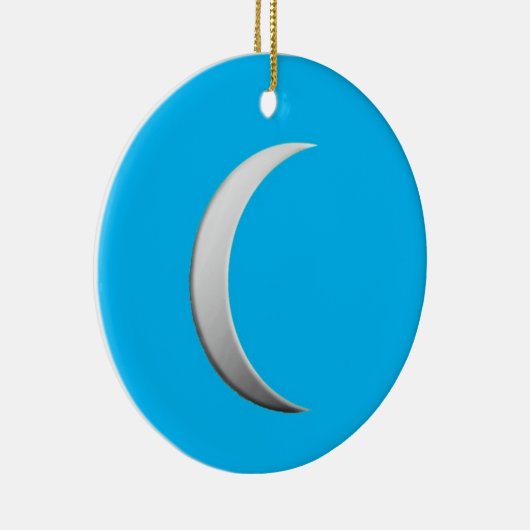 Silver crescent moon - turkooise background keramisch ornament (Rechts)