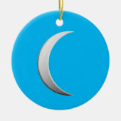 Silver crescent moon - turkooise background keramisch ornament (Voorkant)
