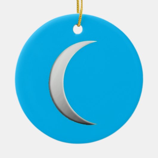 Silver crescent moon - turkooise background keramisch ornament (Voorkant)