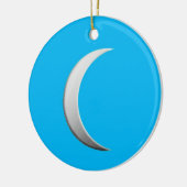 Silver crescent moon - turkooise background keramisch ornament (Links)