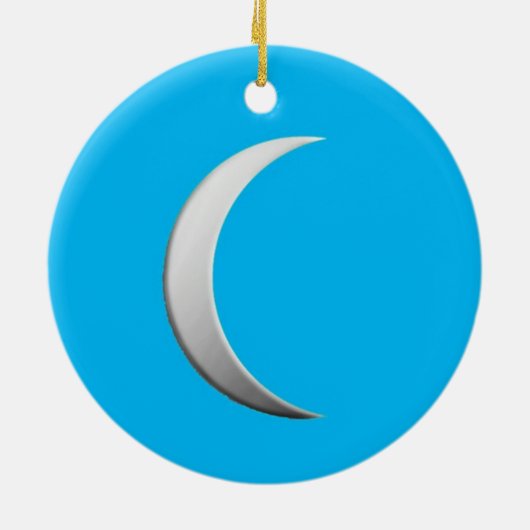 Silver crescent moon - turkooise background keramisch ornament (Achterkant)