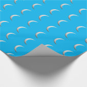 Silver crescent moons - achtergrond turkooise cadeaupapier (Hoek)