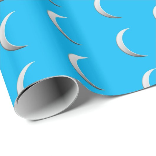Silver crescent moons - achtergrond turkooise cadeaupapier (Rol Hoek)