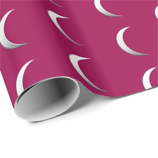 Silver crescent moons - Bourgogne achtergrond Cadeaupapier (Rol Hoek)