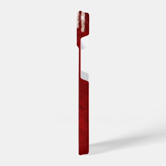 Silver Crimson Glitter Drift op Red Monogram iPhone Hoesje (Linkerkant)