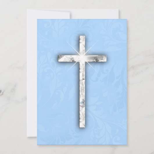 Silver Cross Blue Baptism Christening Kaart (Achterkant)