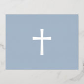 Silver cross-dusty blauw sympathie bedankt folie uitnodiging briefkaart (Voorkant)