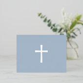 Silver cross-dusty blauw sympathie bedankt folie uitnodiging briefkaart (Staand Voorkant)