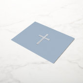 Silver cross-dusty blauw sympathie bedankt folie uitnodiging briefkaart (Gedraaid)