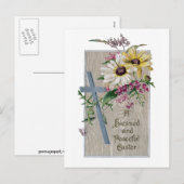 Silver Cross en Daisies  Pasen Feestdagenkaart (Voorkant / Achterkant)