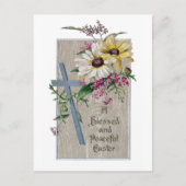 Silver Cross en Daisies  Pasen Feestdagenkaart (Voorkant)