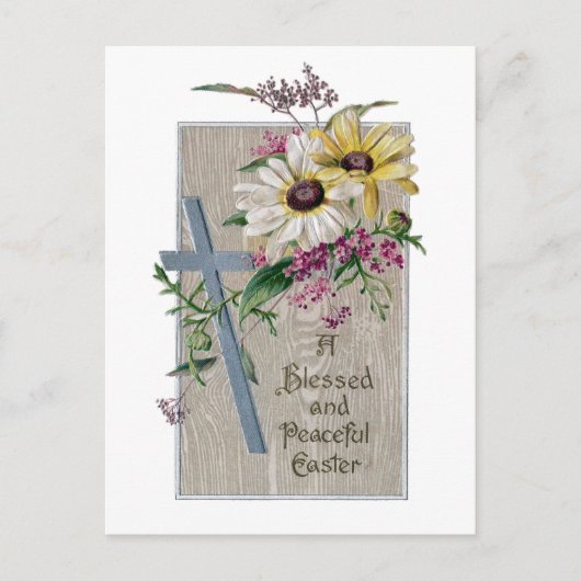 Silver Cross en Daisies  Pasen Feestdagenkaart (Voorkant)