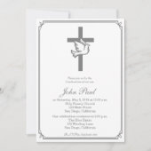 Silver Cross en Dove Bevestiging Uitnodiging (Voorkant)