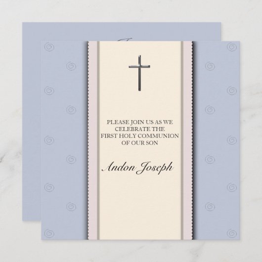 Silver Cross First Heilige Communauteit Uitnodigin Kaart (Voorkant / Achterkant)
