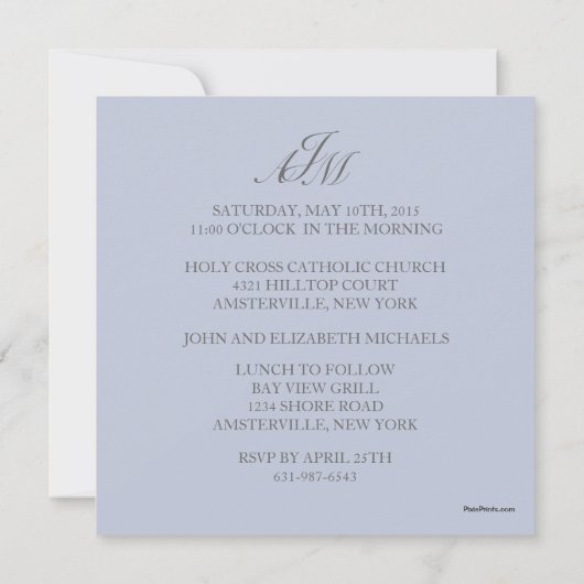 Silver Cross First Heilige Communauteit Uitnodigin Kaart (Achterkant)