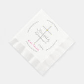 Silver Cross First Heilige Commune Roze Naam Servet (Hoek)