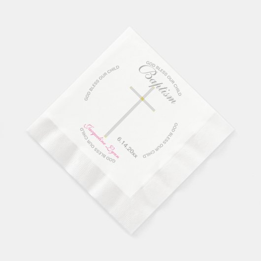 Silver Cross Girl Baptism Roze Servet (Hoek)