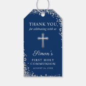 Silver Cross Glitter Navy Blue First Community Cadeaulabel (Achterkant)