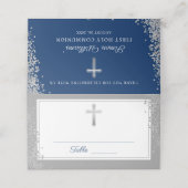 Silver Cross Glitter Navy Blue First Community Plaatskaartje (Buitenkant ongevouwen)