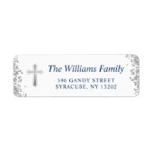 Silver Cross Glitter Religieuze Return Address Etiket (Voorkant)