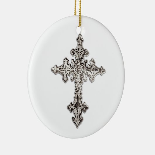 Silver Cross-kerstversiering Keramisch Ornament (Rechts)