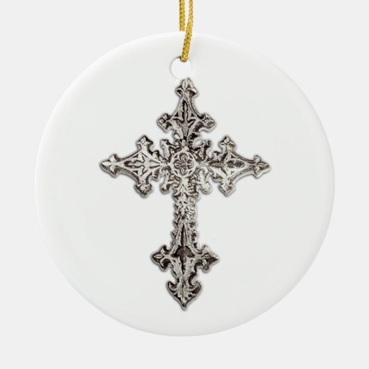 Silver Cross-kerstversiering Keramisch Ornament (Voorkant)