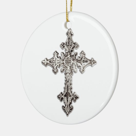Silver Cross-kerstversiering Keramisch Ornament (Links)