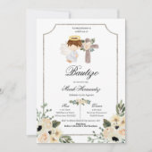 Silver Cross Mi Bautizo Floral Invitacion Kaart (Voorkant)