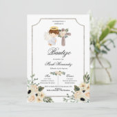 Silver Cross Mi Bautizo Floral Invitacion Kaart (Staand voorkant)