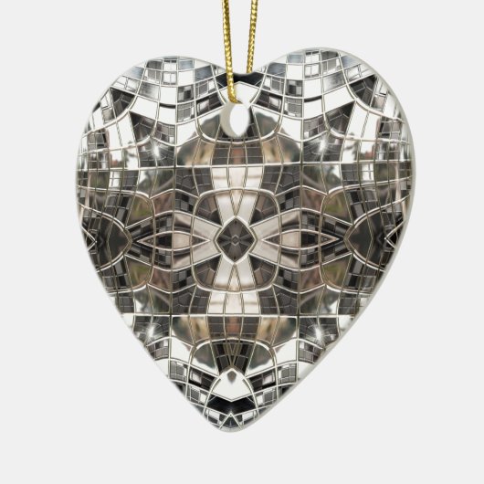 Silver Cross Mosaic Heart Ornament (Links)